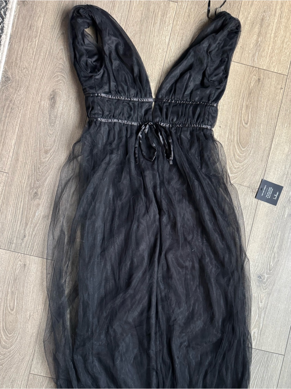 Lulus I'm All Yours Black Tulle Ruffled Maxi Dress - Size S - Picture 4 of 4